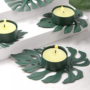 Set de 2 suporturi decorative pentru lumanari Hosoncovy, metal, verde, 12,3 / 8 cm 