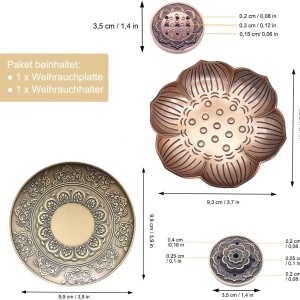 Set de 2 suporturi pentru betisoare parfumate Sinzau, aliaj de zinc, auriu/bronz, 9,9 cm/9,3 cm