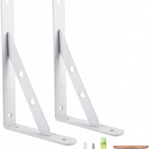 Set de 2 suporturi pentru raft cu accesorii de montare GoYonder, metal, alb, 200 x 12 mm