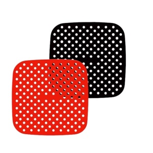 Set de 2 tampoane pentru friteuza cu aer Yizemay, silicon, rosu/negru, 19/21,6 cm - Img 1