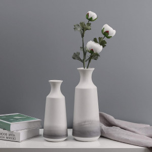 Set de 2 vaze TERESA'S COLLECTIONS, ceramica, gri/alb, 30,5 x 12 x 5,5 cm / 25 x 10 x 6,2 cm 