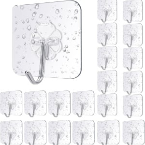 Set de 20 carlige adezive Zmmbor, otel inoxidabil/PVC, transparent/argintiu, 6 x 6 cm 