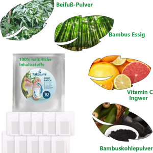 Set de 20 plasturi de detoxifiere pentru talpa NIANFEN, alb, 100% ingrediente naturale - Img 5