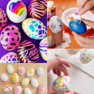 Set de 24 oua colorate pentru Paste Tzmy-Ue, plastic, multicolor, 6 x 4 cm - Img 7