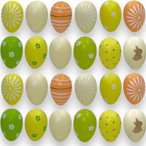 Set de 24 oua pentru Paste MIJOMA, plastic, verde/alb/portocaliu, 6 x 4 cm - Img 1