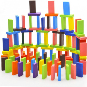 Set de 240 piese domino BUYGOO, 12 culori, lemn, 4,4 x 2,7 x 0,7 cm - Img 7
