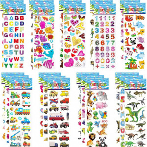 Set de 25 coli cu autocolante pentru copii Wbeng, multicolor, spuma, 500 piese
