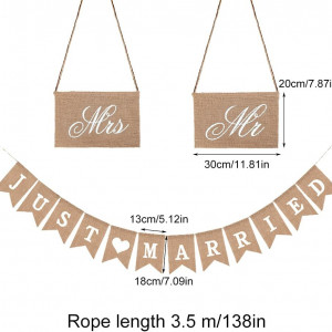 Set de 3 bannere pentru casatorie SwirlColor, textil, kaki, 3,5 m / 30 x 20 cm - Img 6