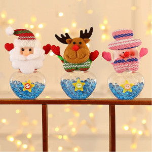 Set de 3 decoratiuni de Craciun cu borcan de dulciuri Fanxizibusi, textil/plastic, multicolor, 12 x 5 cm - Img 6