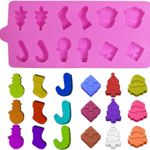 Set de 3 forme YuCool pentru bomboanele de Craciun, silicon,  multicolor, 15,2 x 10,2 x 0,8 cm