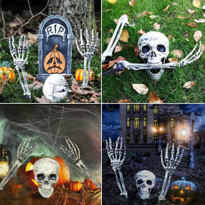 Set de 3 oase decorative pentru Halloween G-Lovely'S, plastic, alb/negru, 20 x 15 x 13 cm / 47 cm - Img 4