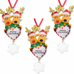Set de 3 ornamente pentru brad Qetrabone, rasina, multicolor, 6,5 x 9 cm