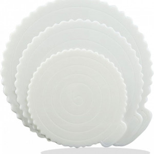 Set de 3 platouri pentru tort Yizish, plastic, alb, 15/ 20/ 25 cm - Img 1