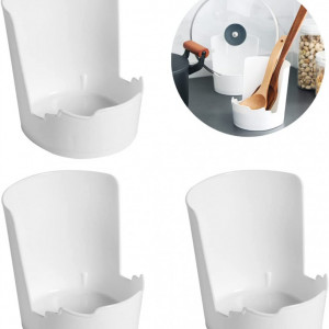 Set de 3 suporturi pentru capace SIMIN, plastic, alb, 11,8 x 13 x 12,6 cm