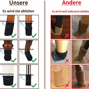 Set de 36 protectii pentru picioarele scaunului Hxoxmxe, pasla, negru, 3,8 x 6,8 cm