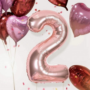 Set de 4 baloane Feelairy, aniversare 24 de ani, rose, folie, 100 cm/ 40 cm - Img 5
