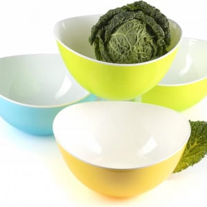 Set de 4 boluri pentru salata Maxi Nature, plastic, multicolor, 19 x 19 x 14 cm