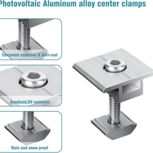 Set de 4 cleme pentru panoul solar Mengtech, aliaj de aluminiu, argintiu, 4 x 3,8 x 3-3,5 cm