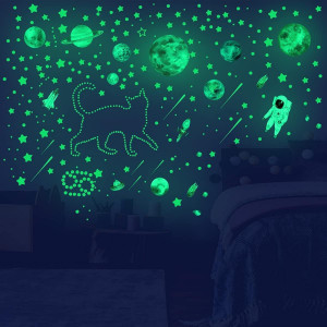 Set de 4 coli cu autocolante luminoase pentru camera copiilor SupLetsico, PVC, verde, 20 x 28 cm - Img 5