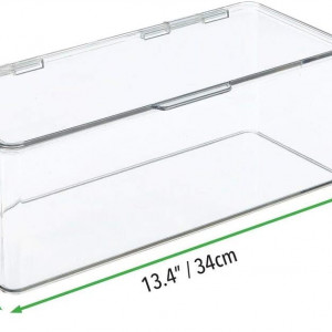 Set de 4 cutii de depozitare cu capac mDesign, plastic, transparent, 34 x 12.7 x 14.6 cm - Img 4