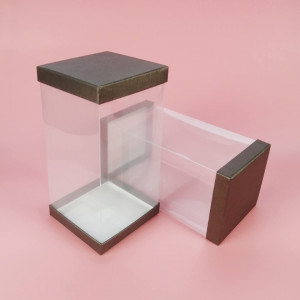 Set de 4 cutii pentru cadouri Codohi, maro/transparent, 20 x 10 x 10 cm - Img 6