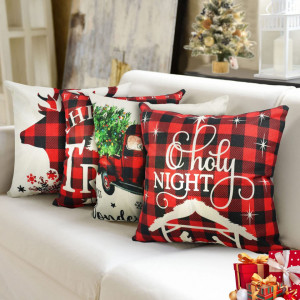 Set de 4 fete de perna pentru Craciun QETRABONE, multicolor, bumbac, 45 x 45 cm - Img 2