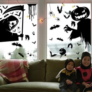 Set de 4 foi cu autocolante pentru Halloween Kiuiom, PVC, negru