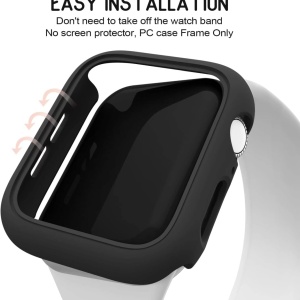 Set de 4 huse pentru Apple Watch Series 9 (2023), Series 8, Series 7 Mugust, PC, negru/transparent, 41 mm