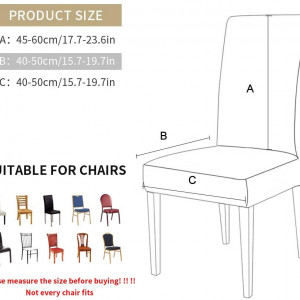 Set de 4 huse pentru scaune Shujin, rosu/alb, poliester/spandex, 60 x 50 x 50 cm - Img 6