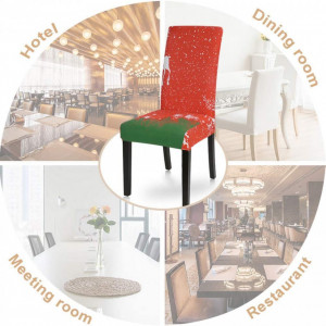 Set de 4 huse pentru scaune Shujin, rosu/alb/verde, poliester/spandex - Img 4