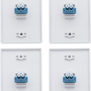 Set de 4 panouri cu un port pentru fibra optica cu adaptor duplex LC SMF/MMF 10Gtek, plastic, alb/albastru