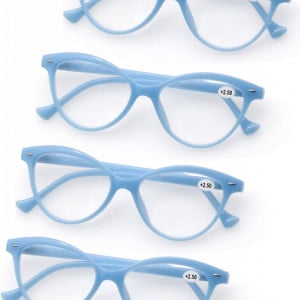 Set de 4 perechi ochelari de citit Modfans, pentru dama, cu dioptrii 1.0, albastru deschis - Img 4