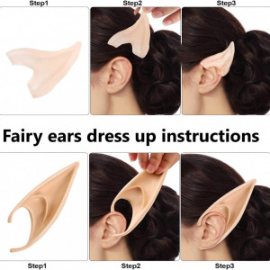 Set de 4 perechi urechi de elf Jingyukj , latex, roz