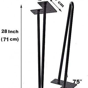 Set de 4 picioare pentru masa GOTOTOP, metal, negru, 11 x 3 x 71 cm - Img 3