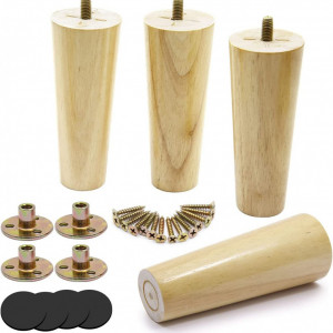 Set de 4 picioare pentru mobilier cu accesorii de montare ToPicks, lemn/metal, stejar, 12,7 x 3,5 x 5 cm - Img 1