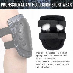 Set de 4 protectii coate/genunchi pentru ciclism BAIGIO, nailon/plastic/TPU, negru/camuflaj, - Img 5