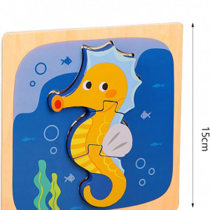 Set de 4 puzzle-uri pentru copii 1-4 ani ZERHOK, lemn, multicolor, 15 x 15 cm - Img 2