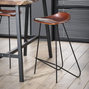 Set de 4 scaune de bar Etheridge, negre/maro, 77 x 45 x 35 cm - Img 2