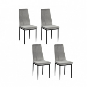 Set de 4 scaune Kelly - piele sintetica/metal, gri