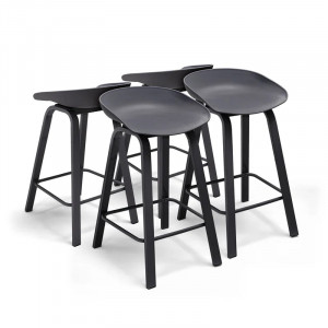Set de 4 scaune Kiel, metal, negru, 76 x 42 x 43 cm