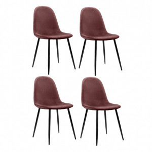 Set de 4 scaune Monza Eadwine, roz inchis, 160 x 90 x 76cm