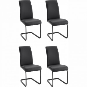 Set de 4 scaune Otto, piele/ metal, negru, 59 x 43 x 96 cm - Img 1
