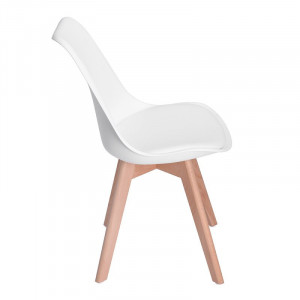 Set de 4 scaune tapitate Kaitlin, maro/alb, 82 x 42,5 x 46,5 cm - Img 4