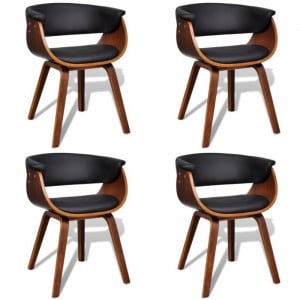 Set de 4 scaune, tapitate, maro/negru, 72 x 59,5 x 51 cm - Img 1