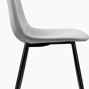 Set de 4 scaune tapitate Monza Eadwine, catifea/metal, gri/negru, 44x52x87 cm - Img 3