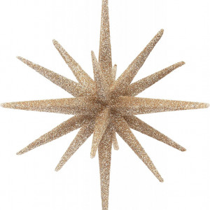 Set de 4 stele de Craciun KI Store, plastic, auriu, 15 cm