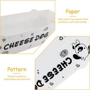 Set de 40 cutii pentru hotdog Jingyou, carton, alb/negru/galben, 18 x 5 x 4,3 cm