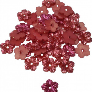Set de 45 margele in forma de floare pentru mestesuguri AERZETIX, plastic, rosu, 9 x 1,5 mm
