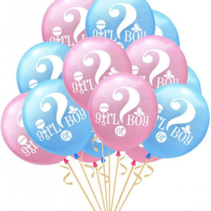 Set de 49 accesorii pentru petrecere anunt sarcina Amycute, roz/albastru, latex/hartie - Img 5