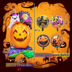 Set de 5 baloane pentru Halloween Changzhong, folie de aluminiu, multicolor